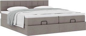 vidaXL Οθωμανικό κρεβάτι με στρώματα Taupe 160x200cm ύφασμα