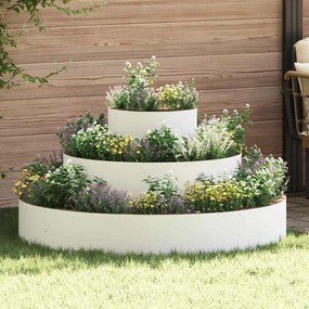 vidaXL Γλάστρα Κήπου Λευκό 120 x 120 x 20 εκ. Ατσάλι