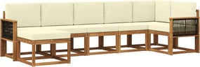vidaXL Σειρά Καναπέ Εξωτερικού 7 pcs Φυσικό και Κρέμα Πολυεστέρας