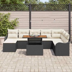 vidaXL Σετ Καναπέ Κήπου με αποθήκευση 9 pcs Μαύρο Πολυ ράταν