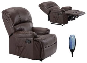 SPACE Πολυθρόνα Massage Σαλονιού - Καθιστικού, PU Καφέ 88x93x102cm Ε9731,3