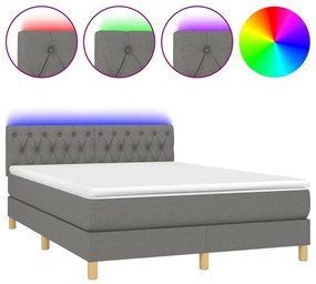 ΚΡΕΒΑΤΙ BOXSPRING ΜΕ ΣΤΡΩΜΑ &amp; LED ΣΚ.ΓΚΡΙ 140X190 ΕΚ ΥΦΑΣΜΑΤΙΝΟ 3133950