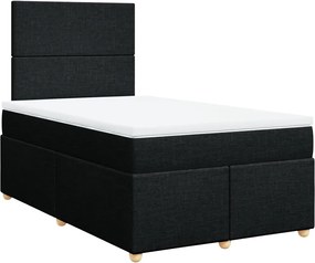 vidaXL Κρεβάτι Boxspring με Στρώμα Μαύρο 120x200 εκ. Υφασμάτινο