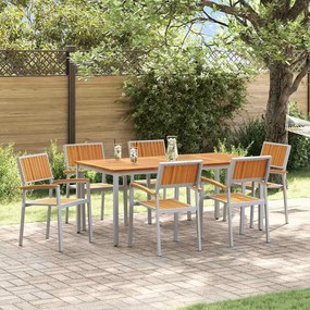 vidaXL Σέτ φαγητού για κήπο 7 pcs Γκρι και καφέ 180 x 90 x 75 cm