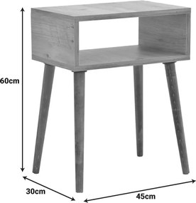 Κομοδίνο Hank pakoworld σε φυσική απόχρωση 45x30x60εκ