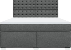 vidaXL Κρεβάτι Boxspring με Στρώμα Σκούρο Γκρι 180x200 εκ Υφασμάτιν