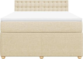 vidaXL Κρεβάτι Boxspring με Στρώμα Κρεμ 140x200 εκ. Υφασμάτινο