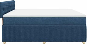 vidaXL Κρεβάτι Boxspring με Στρώμα Μπλε 180x200 εκ. Υφασμάτινο