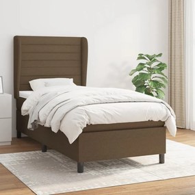 vidaXL Κρεβάτι Boxspring με Στρώμα Σκούρο Καφέ 80x200 εκ. Υφασμάτινο