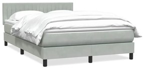 Κρεβάτι Boxspring με Στρώμα Ανοιχτό Γκρι 140x210 εκ. Βελούδινο