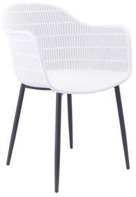 BERRY Πολυθρόνα Μέταλλο Βαφή Μαύρο, PP-UV Άσπρο  58x58x85cm ΕΜ155,2Μ