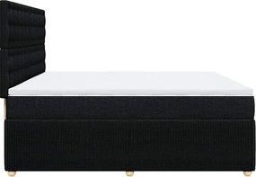 vidaXL Κρεβάτι Boxspring με Στρώμα Μαύρο 200x200 εκ. Υφασμάτινο