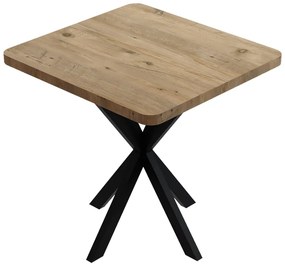 Τραπέζι Prestone pakoworld oak μελαμίνης-μαύρο μέταλλο 70x70x75εκ