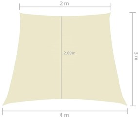 vidaXL Πανί Σκίασης Τρίγωνο Κρεμ 2/4 x 3 μ. από Ύφασμα Oxford