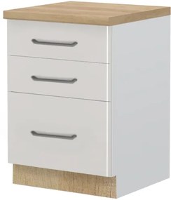 Επιδαπέδιο ντουλάπι Modena R-60-3F-Λευκό - Γκρι ανοιχτό - 60.00Χ60.00Χ88.00cm