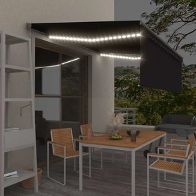 vidaXL Ηλεκτρική τέντα με LED και αισθητήρα 4,5 x 3 m Ανθρακί