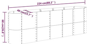 vidaXL Ζαρντινιέρα Πράσινη 224x40x68 εκ Γαλβανισμένος χάλυβας