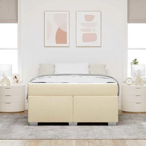 vidaXL Σκελετός Κρεβατιού με στρώμα Κρεμ 140 x 200 cm ύφασμα