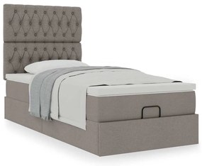 vidaXL Οθωμανικό κρεβάτι με στρώμα Taupe 100x200cm ύφασμα