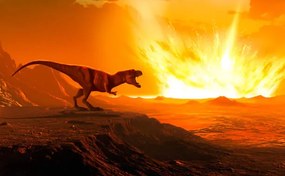 Εικονογράφηση Tyrannosaurus observing asteroid impact, illustration, MARK GARLICK/SCIENCE PHOTO LIBRARY