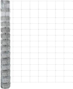 vidaXL Εξωτερική άγρια περίφραξη με στήλες 25 x 1,4 μ Ασημί Δίχτυ
