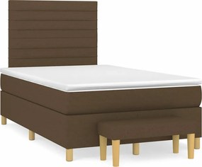 vidaXL Κρεβάτι Boxspring με Στρώμα Σκούρο Καφέ 120x190 εκ Υφασμάτινο