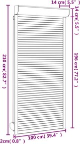 vidaXL Ρολό εισόδου Ανθρακί 100 x 210 cm Αλουμίνιο και Πολυουρεθάνη