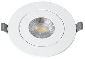 GloboStar LEXIS JOINT 60990 Χωνευτό LED Κινούμενο Spot Downlight 7W 680lm 45° AC 220-240V IP44 Φ12cm x Υ3.1cm - Στρόγγυλο - Λευκό - Φυσικό Λευκό 4500K - Bridgelux Chip - TÜV Certified Driver - 5 Years Warranty