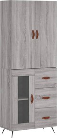 vidaXL Ντουλάπι Γκρι Sonoma 69,5 x 34 x 180 εκ. Επεξεργασμένο Ξύλο