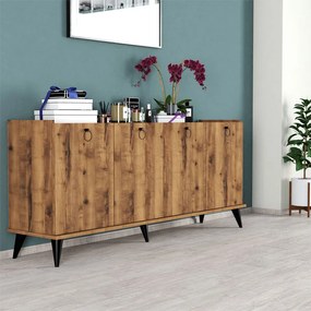 Μπουφές Lireta pakoworld μελαμίνης καρυδί-μαύρο 182x41x82.5εκ (1 τεμάχια)