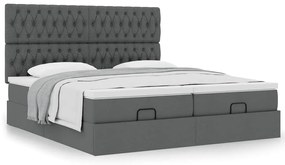 Οθωμανικό κρεβάτι με στρώματα Σκούρο γκρι 180x200cm ύφασμα