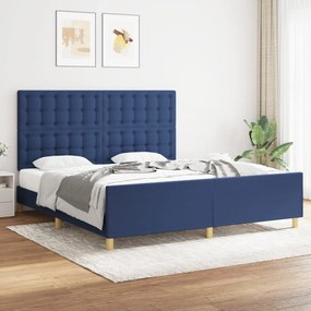 Πλαίσιο Κρεβατιού με Κεφαλάρι Μπλε 180x200 εκ. Υφασμάτινο