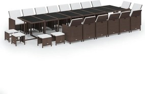 vidaXL Σετ Τραπεζαρίας Κήπου 21 τεμ.Καφέ Συνθ. Ρατάν με Μαξιλάρια