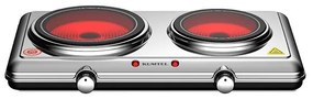 Kumtel Κεραμική Εστία Διπλή Hcd-1002 Ασημί 2100w