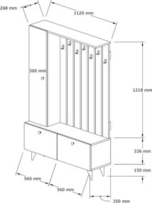 Έπιπλο Εισόδου Καρυδί FLATON 112x35x170