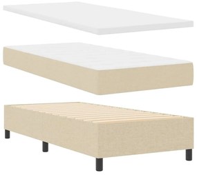 vidaXL Κρεβάτι με ελατήρια με στρώμα Κρεμ 100 x 200 cm ύφασμα
