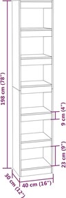 vidaXL Βιβλιοθήκη/Διαχωριστικό Χώρου Λευκό 40x30x198 εκ. Επεξ. Ξύλο