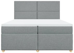 Κρεβάτι Boxspring με Στρώμα Ανοιχτό Γκρι 200x200 εκ. Υφασμάτινο - Γκρι