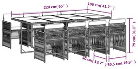 vidaXL Σετ Τραπεζαρίας Κήπου 9τεμ. Μικτό Μπεζ Συνθ. Ρατάν με Μαξιλάρια