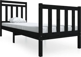 vidaXL Πλαίσια κρεβατιού Μαύρο 75 x 190 cm Solid Pine Wood