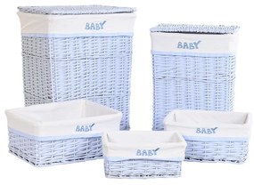 Σετ καλαθιών DKD Home Decor Μπλε Celeste λυγαριά Παιδικά 44 x 34 x 56 cm 5 Τεμάχια
