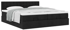 vidaXL Οθωμανικό κρεβάτι με στρώματα Μαύρο 180x200cm Ύφασμα