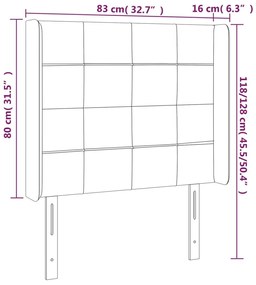 Κεφαλάρι Κρεβατιού LED Σκούρο Γκρι 83x16x118/128εκ. Βελούδινο - Γκρι