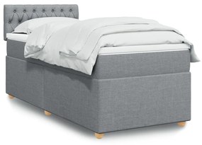 vidaXL Κρεβάτι Boxspring με Στρώμα Ανοιχτό Γκρι 100x200 εκ. Υφασμάτινο