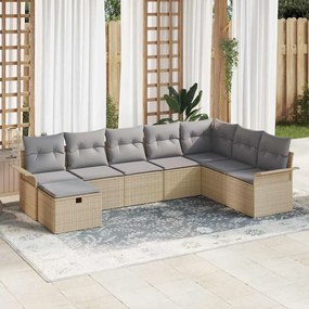 vidaXL Σετ Καναπέ Κήπου με μαξιλάρι 8 pcs μπεζ και ανοιχτό γκρι