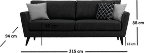 3-Seat Sofa Mayorka 3 Seater Dark Grey