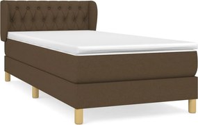 vidaXL Κρεβάτι Boxspring με Στρώμα Σκούρο Καφέ 100x200 εκ. Υφασμάτινο