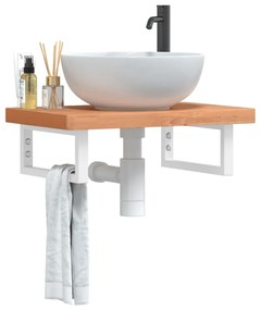 vidaXL Ράφι Νιπτήρα Τοίχου από Ατσάλι / Μασίφ Ξύλο Οξιάς