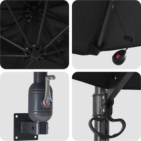 vidaXL Ομπρέλα Κήπου Μαύρο 248 x 248 x 148 εκ. Πολυεστέρας και Χάλυβας