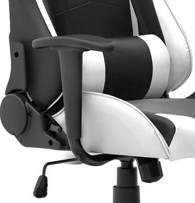 Καρέκλα γραφείου Gaming Alonso Megapap από τεχνόδερμα χρώμα λευκό - μαύρο 67x70x125/135 εκ.